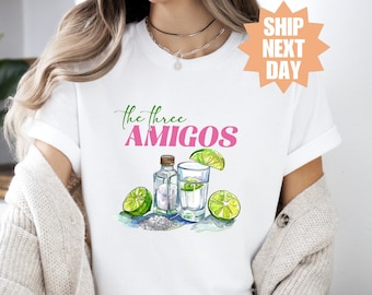 Camiseta divertida para beber, camiseta de los Tres Amigos, tequila con sal de lima, camiseta de Mis Amigos, camisetas del Cinco de Mayo, camiseta de fiesta, linda camiseta de tequila