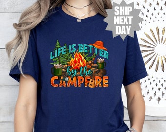 Funny Camping Shirt, Campfire Shirt, Gift for Camper Dad Shirt, Nature Shirt, Life Is Better By The Camp Fire Shirt, Trendy Camp Life Shirt
