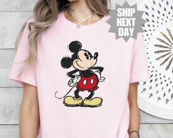 Camiseta clásica de Disney con pose de Mickey Mouse, camiseta de vacaciones de Disneyland, camiseta retro de Disney, camiseta de Disneyworld, camiseta vintage de Mickey