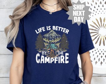 Funny Camping Shirt, Life Is Better Around The Campfire T-Shirt, Camping Trip Matching T-Shirts, Girls Weekend Shirt, Retro Camping T-Shirt