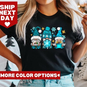 Cute Blue Gnomes Christmas T-Shirt, Cute Christmas Shirt, Winter Shirt, Funny Christmas Tee, Gnomes Shirt, Holiday Tee, Christmas Party Tee