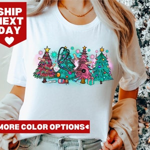 Christmas Trees Nurse Stethoscope T-Shirt, Xmas Nurse Stethoscope T-Shirt, Christmas Nurse Sweatshirt, Xmas Nurse Gift Shirt, Cute Xmas Tee