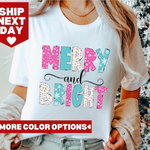 Merry and Bright Shirt, Cute Christmas T-Shirt, Holiday Unisex Graphic Tee, Merry and Bright Christmas Tee, Christmas Gifts, Christmas Shirt