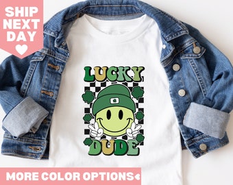 Lucky Dude-shirt, kindershirt klaver, St. Patrick's Day jongensshirt, St. Patrick's Day kindershirt, schattig St. Patricks peutershirt, geluksshirt