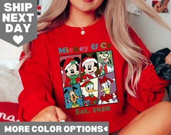 Mickey & Co est. 1928 jultröja, jul-Mickey och vänner-tröja, retro Disney-tröja, Disney-jultröja, jul-Disney-tröja