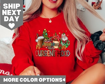 Camiseta de café de Navidad, camiseta de Navidad, camiseta de estado de ánimo actual de Navidad, camiseta de café con leche de Navidad, regalo para amantes del café, camiseta para amantes del café