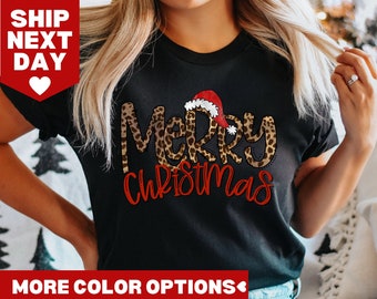 Buffalo Plaid Christmas Shirt, Christmas T-shirt, Merry Christmas Shirt, Christmas Family Shirt, Christmas Gift, Holiday Gift, Leopard Shirt