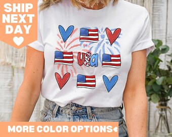American Shirt, American Flag Shirt, Red White Blue Shirt, Cute American Girl Shirt, Independence Day Shirt, Freedom Shirt, 4th of July Tee