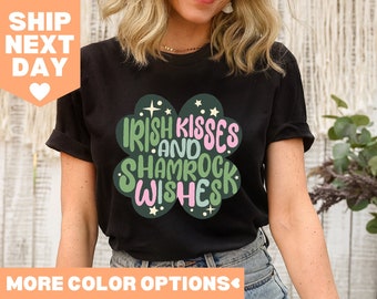 Camiseta Beijos Irlandeses e Desejos de Trevo, Trevo de Quatro Folhas, Camiseta Dia Irlandês, Camiseta Trevo Camiseta Irlandesa, Camiseta Trevo, Camiseta Irlanda, Camiseta da Sorte