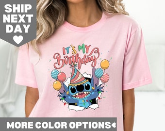 Maglietta It's My Birthday, Maglietta Stitch, Maglietta Disney, Maglietta per feste Stitch, Festa di compleanno Disney, Maglietta per festeggiate, Maglietta per compleanno Stitch