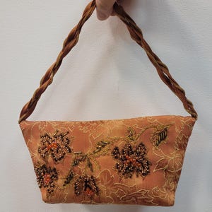 OOAK  Embroidered Satin Small Evening Bag: Elegant Accessory and Gift Idea