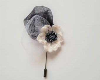 Crochet brooch, Fabric brooch, Handmade brooch, Floral Brooch, Gift idea