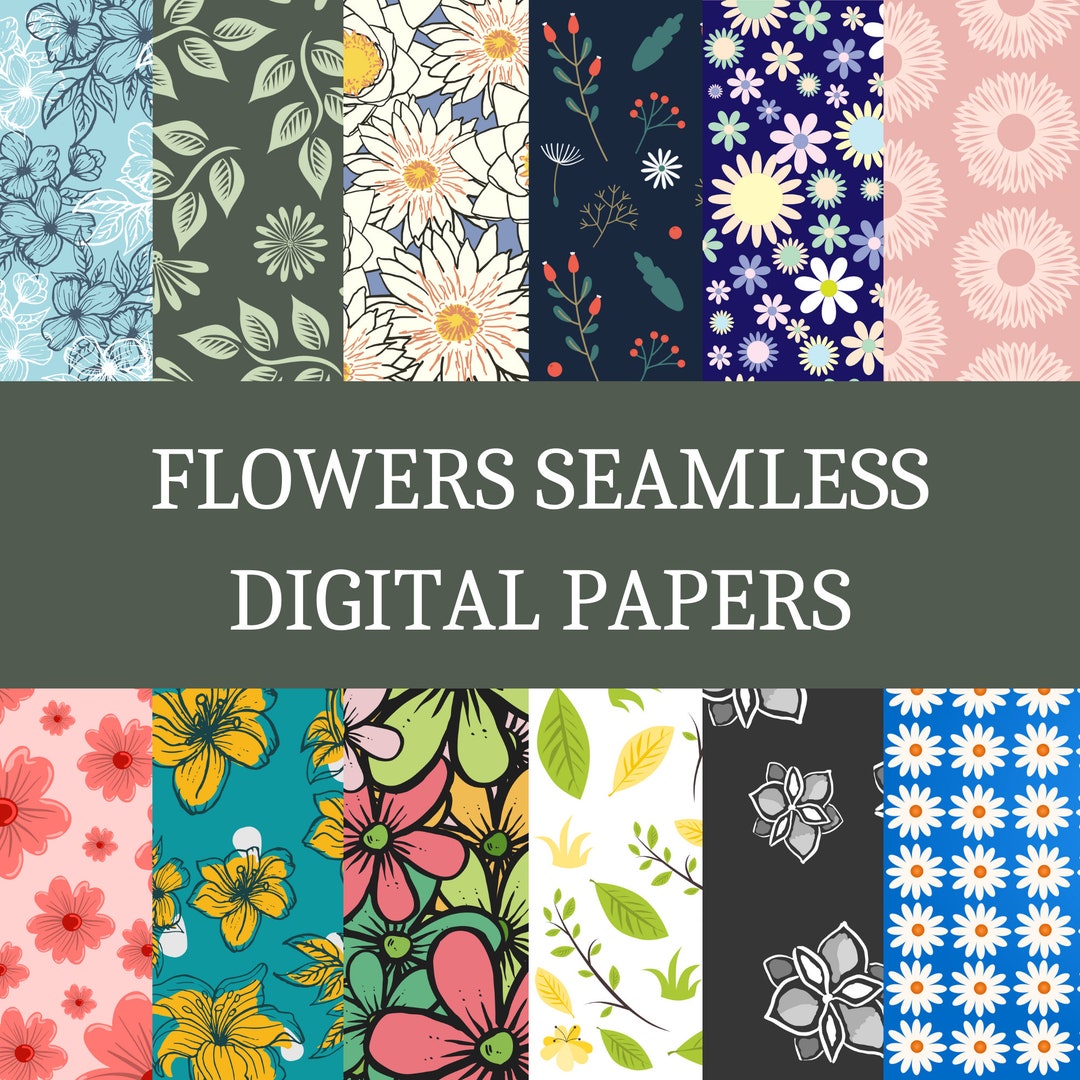 Flowers Digital Paper, Flowers Seamless Pattern, Floral Prints - 16 ...
