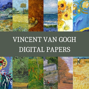 Vincent Van Gogh Paintings Digital Paper - Van Gogh Paintings and Backgrounds - 12 Designs - 12in x 12in - Commercial Use - INSTANT DOWNLOAD