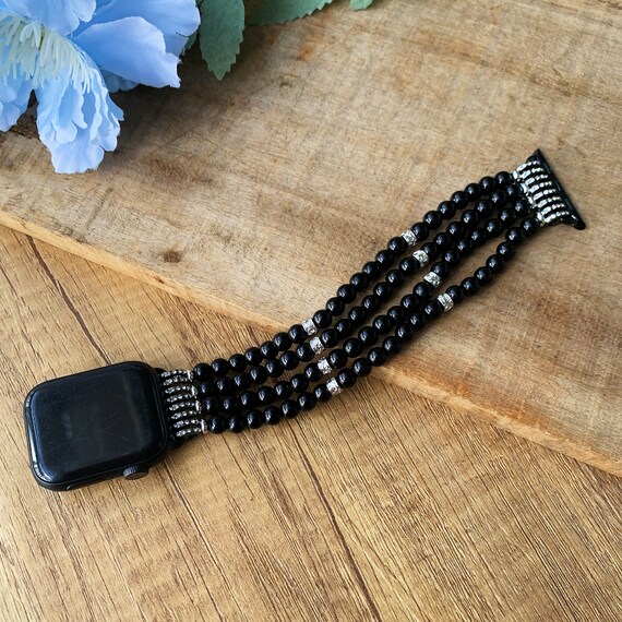 Onyx beaded apple watch best sale band