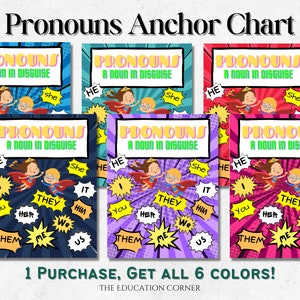 Printable Pronouns Anchor Chart | Print and Digital, Pronouns in Disguise, Elementary, Middle School, Ready to Print, Instant Download, PDF