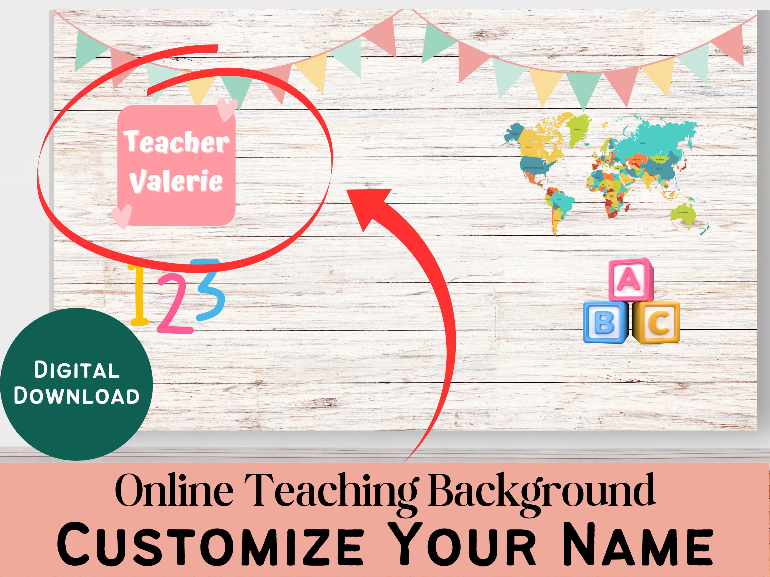 Customizable Classroom Background ESL Online (Instant Download) 