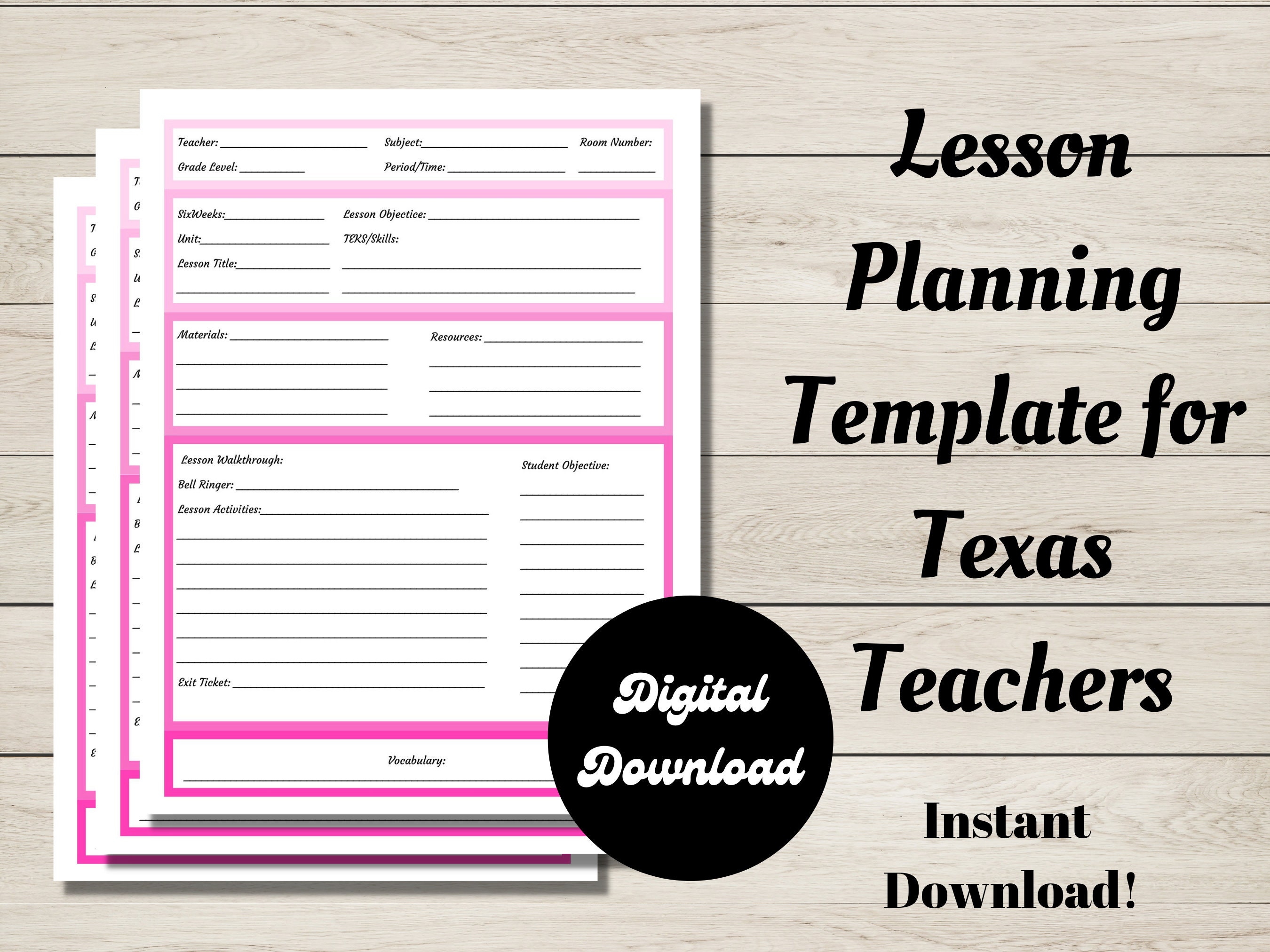 Lesson Plan Template for Texas Teachers Teks Student Etsy