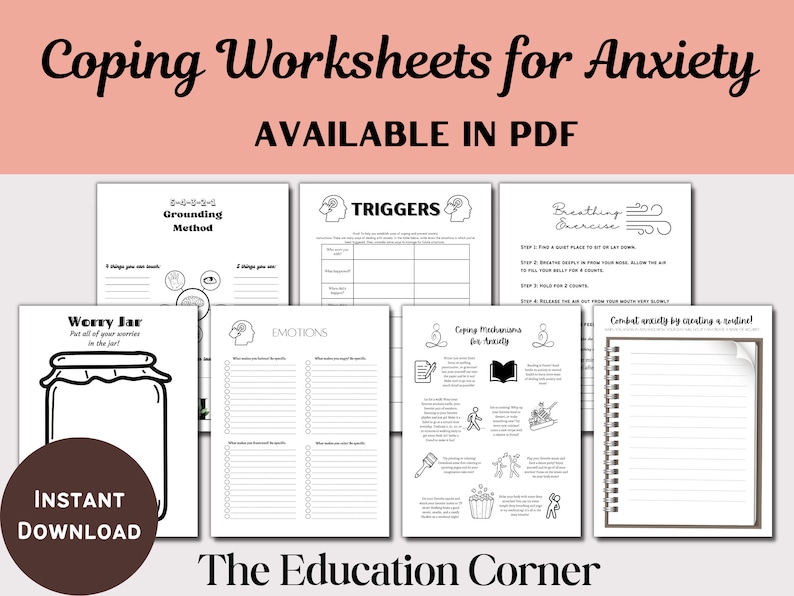 Anxiety Worksheets | Mental Health Worksheets | PDF Printable | Instant ...