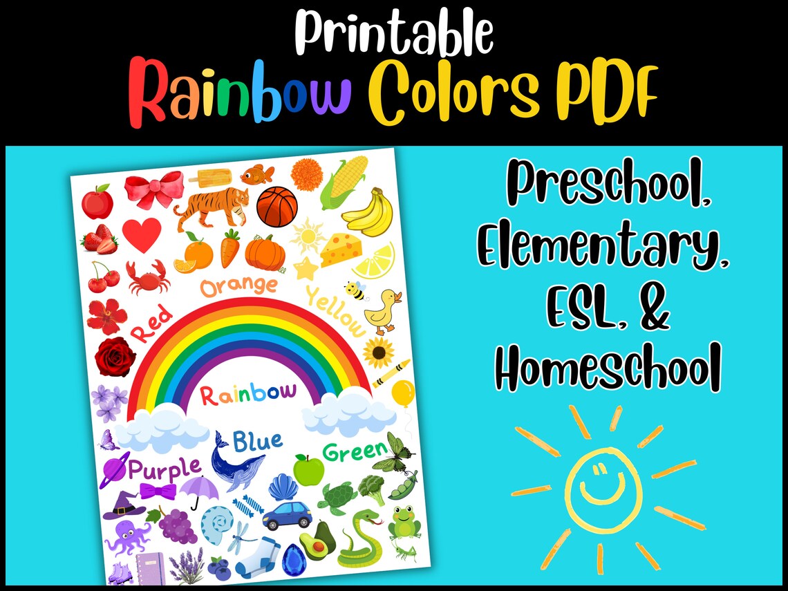 Printable Rainbow Colors PDF, Color Learning Printable, Instant Digital ...