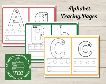 Alfabet overtrekpagina&#39;s | Oefen de letters van het alfabet | Kleuterschool, basisschool, thuisschool en meer! | Direct downloaden | Afdrukbaar