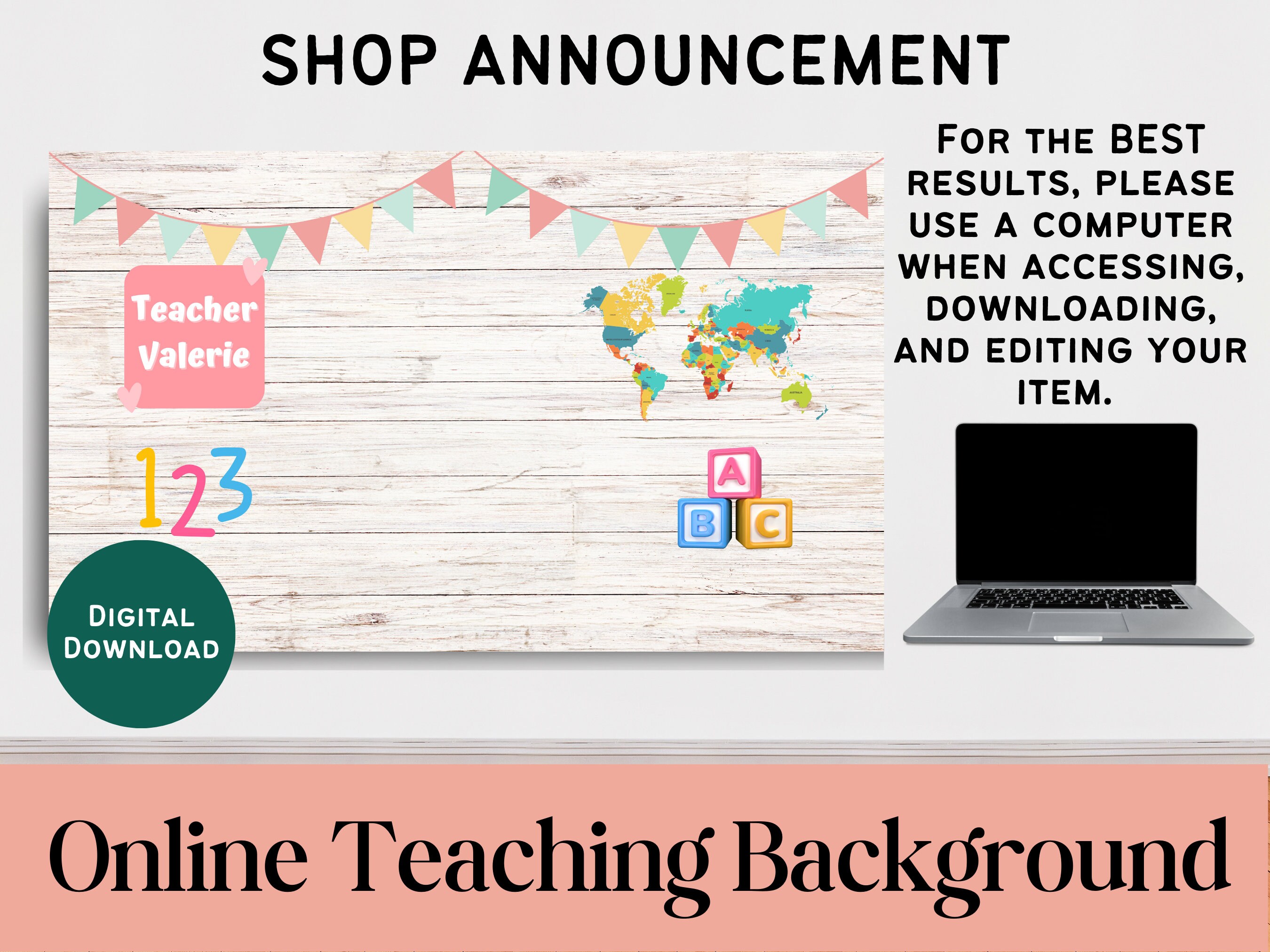 Online Teaching Background Custom Backdrop for Teachers Etsy