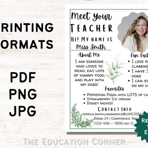 Meet Your Teacher Printable | Ready to Edit | Editable Template ...