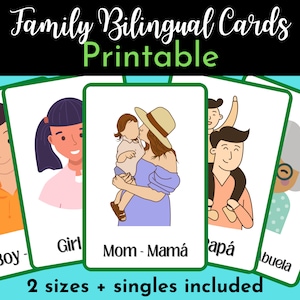 Bilingual Flashcards  for Family | Flashcards bilingües para la familia | Learn in English and  Spanish | Aprende en inglés y español