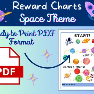 Reward Chart Printable for Kids | 4 Versions | Space-themed | Behavior ...