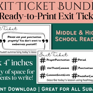 Ausgangsticket-Bundle | 35 fertig ausdruckbare Ausgangskarten für Schüler der Mittel- und Oberstufe | Spaß & Engagement | Sofortdownload | PDF-Datei