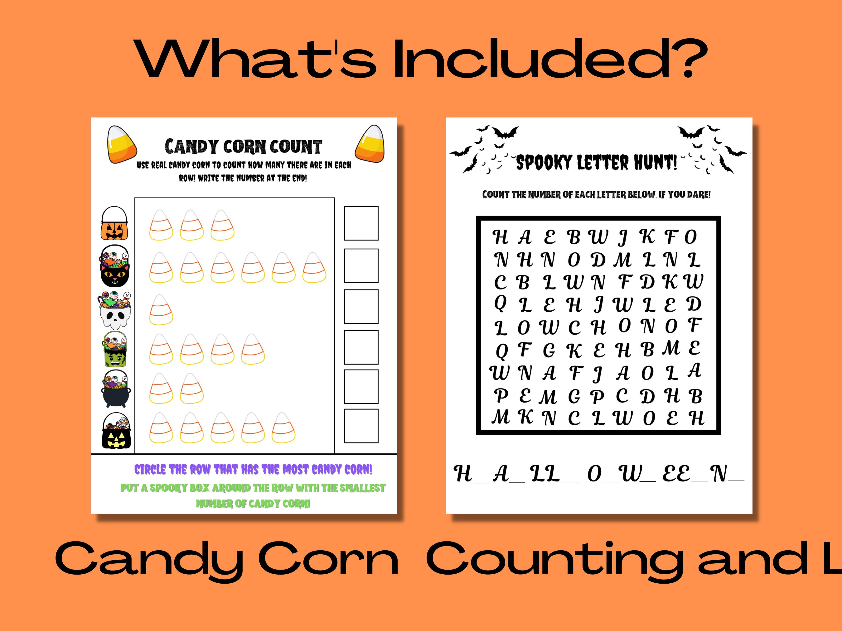 50 Printable Halloween Preschool & Kindergarten Activities Bundle ...