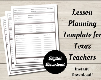 Lesson Planning Template for Texas Teachers | Includes a Section for TEKs, Student Expectations, and more! | Download ONCE, Print All Year