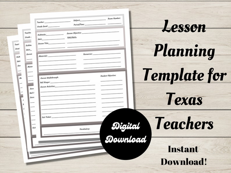 Lesson Planning Template for Texas Teachers | Includes a Section for ...