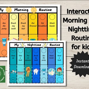 Interactive Morning and Nighttime Routine for Kids | Toddlers, Kids | Instant Download | Home Routines | Foldable