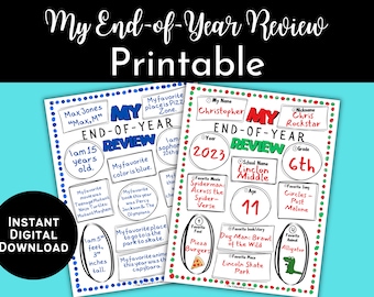My End-of-Year Review Printable | Year in Review Worksheet | New Year's Activity | PDF Printable | All Grade Levels | Instant Download
