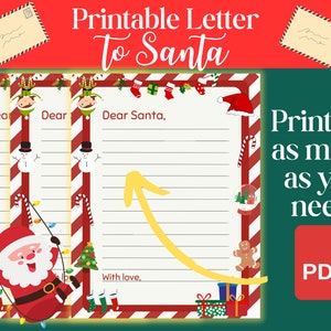 Dear Santa Format Printable Letter to Santa, Dear Santa Letter, Template, Ready-to-print ...