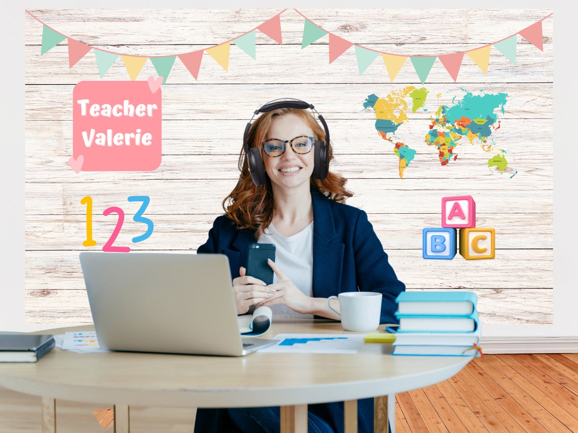 Online Teaching Background Custom Backdrop for Teachers - Etsy