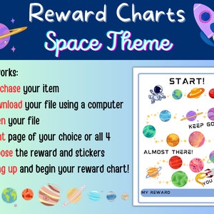 Reward Chart Printable for Kids | 4 Versions | Space-themed | Behavior ...