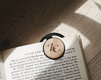 Personalized Bookmark Set of 2, Walnut & Steel Round Bookmark, Paper Clips, Gift for Book Lover, Custom Bookmarks, Back to School Gift,