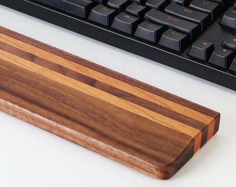 Personalized Walnut and Beech Wood Keyboard Wrist Rest, Mechanical Keyboard Wrist Pad for Typing Pain Relief, Ergonomic Gaming Keyboard Rest