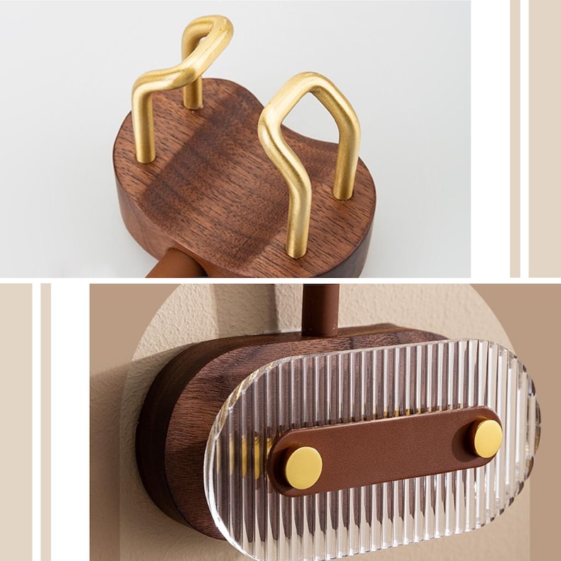 Pu&ograve; includere: Un set di mensole a parete in due pezzi. La mensola superiore &egrave; in legno scuro con maniglie in ottone. La mensola inferiore ha un pannello di vetro trasparente e scanalato con un accento in pelle marrone e hardware in ottone. Per l'arredamento.