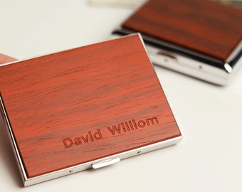 Personalized Wooden Cigarette Case, Metal Inner Cigarette Holder for 10-20 Cigarettes, Perfect Gift for Smokers