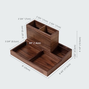 Personalized Premium Walnut Desk Organizer with Multi-Compartments Storage, Desktop Office Organizer for Stationery and Accessories image 9