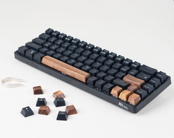 Wood Keycap for Mechanical Keyboard, Solid Walnut Keycap Set, Artisan Handmade Customized; Spacebar Esc Arrow QWER Key