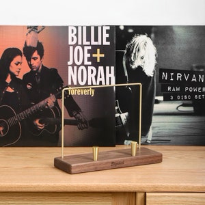 Customizable Vinyl Record Holder, Walnut Vinyl Album Holder for Display, 5 LP Capacity Record Album Stand, Gift for Music Lovers