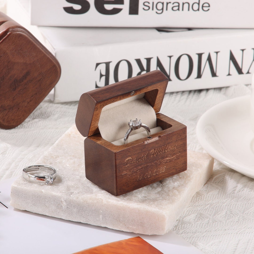 Personalized Proposal Ring Box, Wedding Ring Bearer Box, Engagement ...