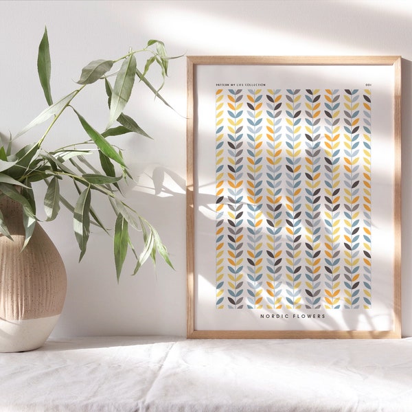 Pattern Poster | Nordic Flowers 001 | Wandkunst | Dekor | Retro | Scandinavian| Muster | Geschenkidee