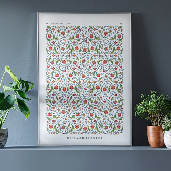 Pattern Poster | Ottoman Flowers 006 | Wandkunst | Dekor | Retro | Scandinavian| Muster | Geschenkidee