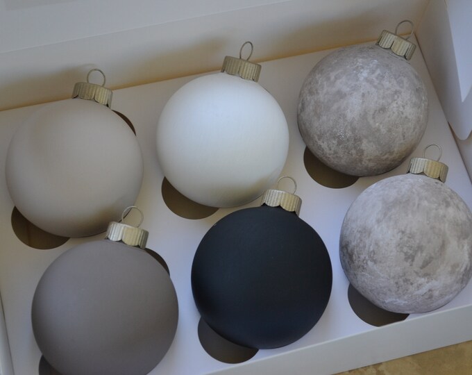 Neutral Hand Painted Ornaments Textured Ornaments Christmas Decor
