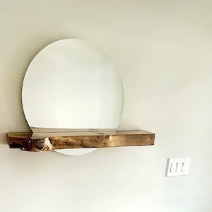 Zwevende spiegel live edge mantel - op bestelling gemaakt, aangepaste houtkeuze: esdoorn, arbutus, ceder, spar, plus meerdere andere opties.